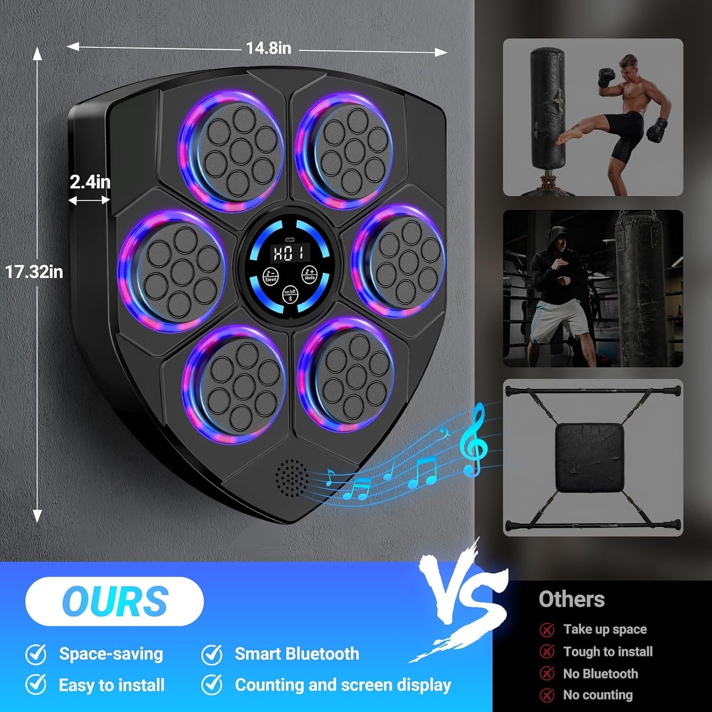 Smart Music Boxing Machine - Wall-Mounted Interactive Punching Trainer with Gloves π₯πΆ
