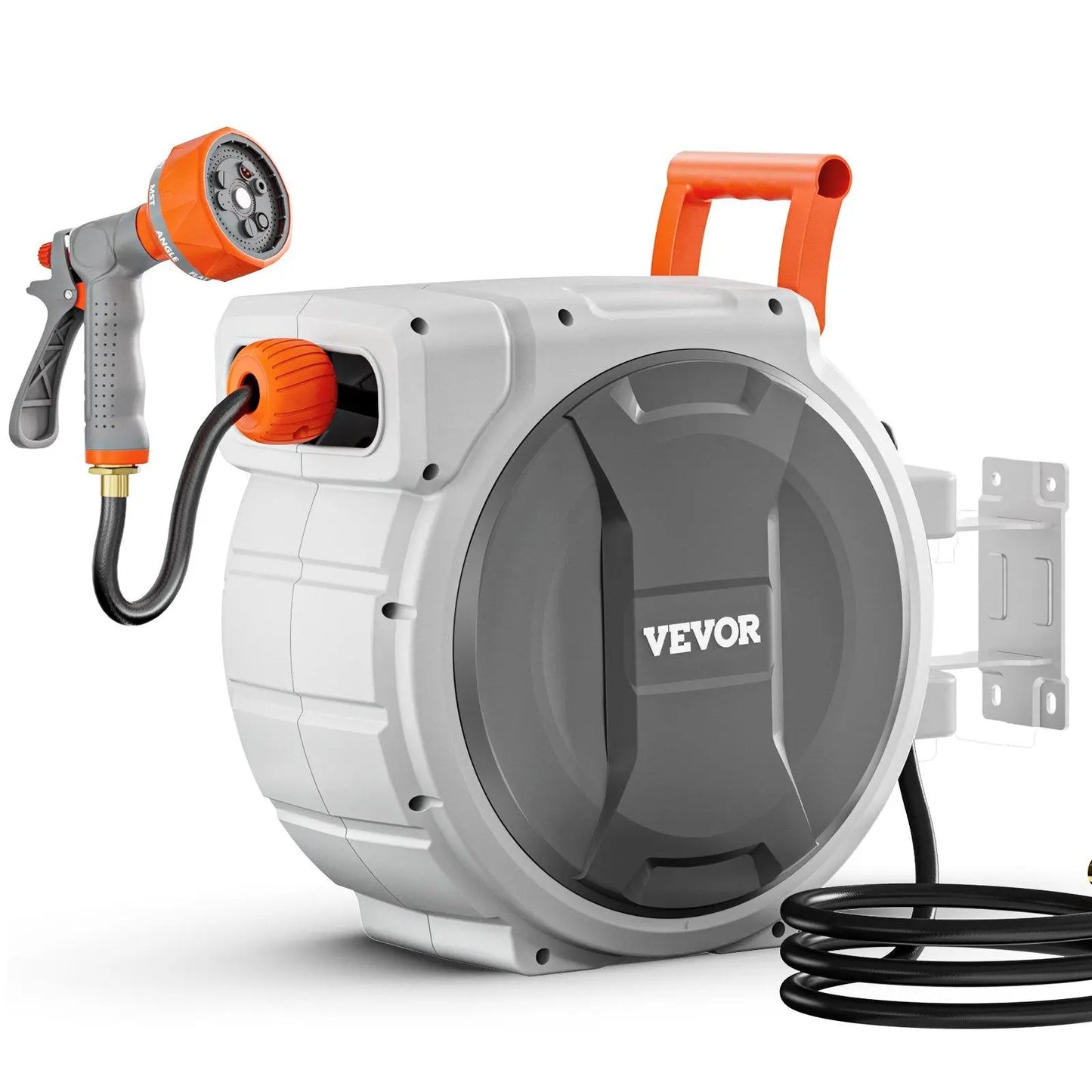 🎉Hot Sale 60% VEVOR Retractable Garden Hose Reel,5/8 Inch x 100 ft Wall MountedHeavy Duty with 9-Pattern NozzleAdjustable Length LockUpgraded Slow Return System & 180° Swivel Bracket, Retractable Water Hose, Durable Garden Hose,campingessentials