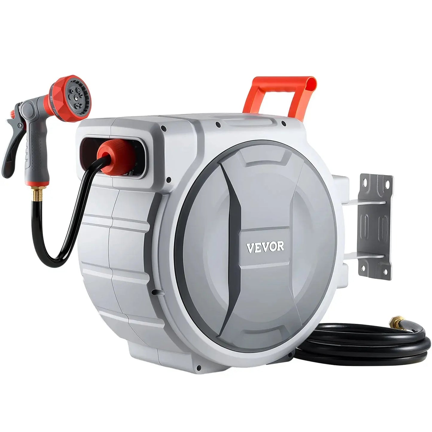 🎉Hot Sale 60% VEVOR Retractable Garden Hose Reel,5/8 Inch x 100 ft Wall MountedHeavy Duty with 9-Pattern NozzleAdjustable Length LockUpgraded Slow Return System & 180° Swivel Bracket, Retractable Water Hose, Durable Garden Hose,campingessentials