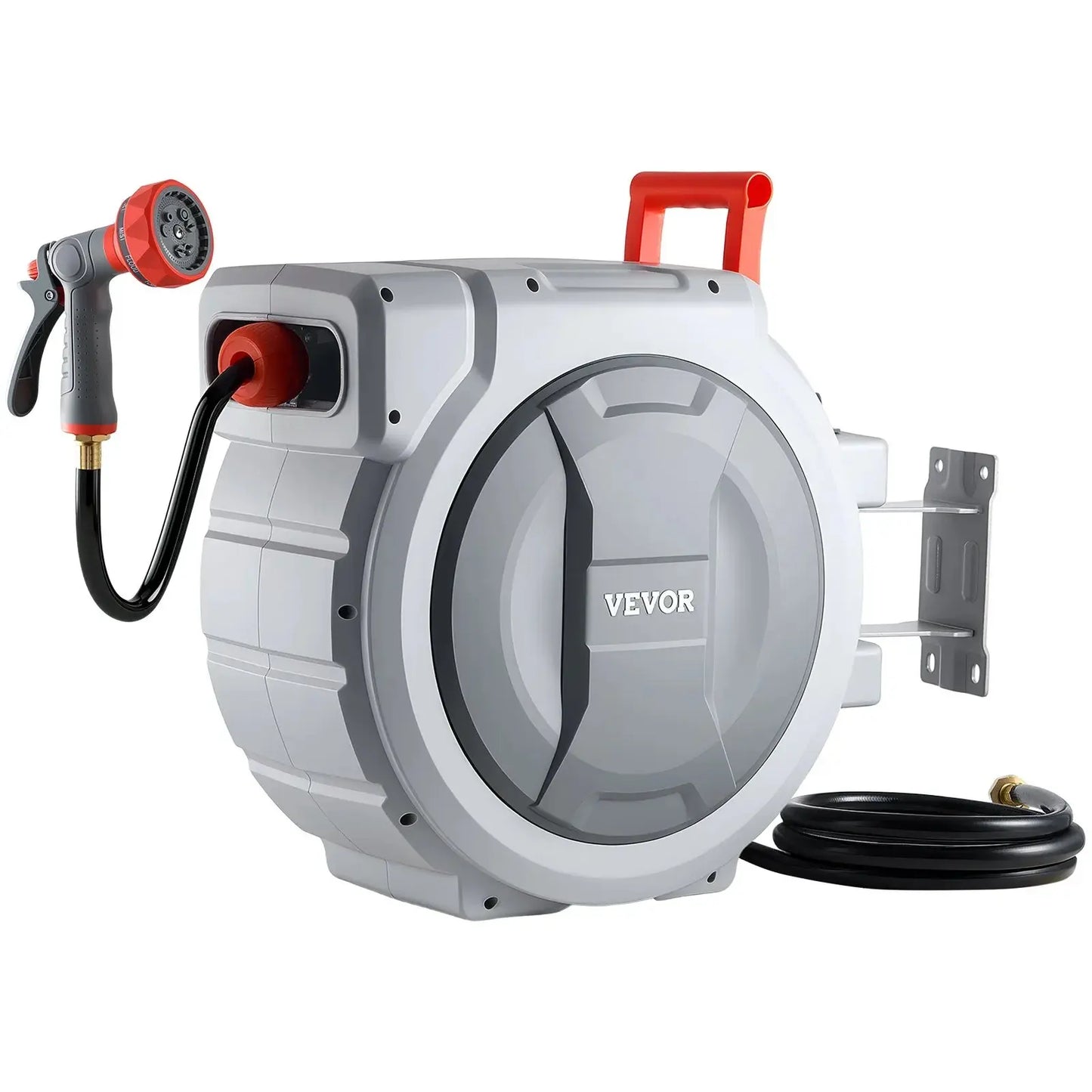 🎉Hot Sale 60% VEVOR Retractable Garden Hose Reel,5/8 Inch x 100 ft Wall MountedHeavy Duty with 9-Pattern NozzleAdjustable Length LockUpgraded Slow Return System & 180° Swivel Bracket, Retractable Water Hose, Durable Garden Hose,campingessentials