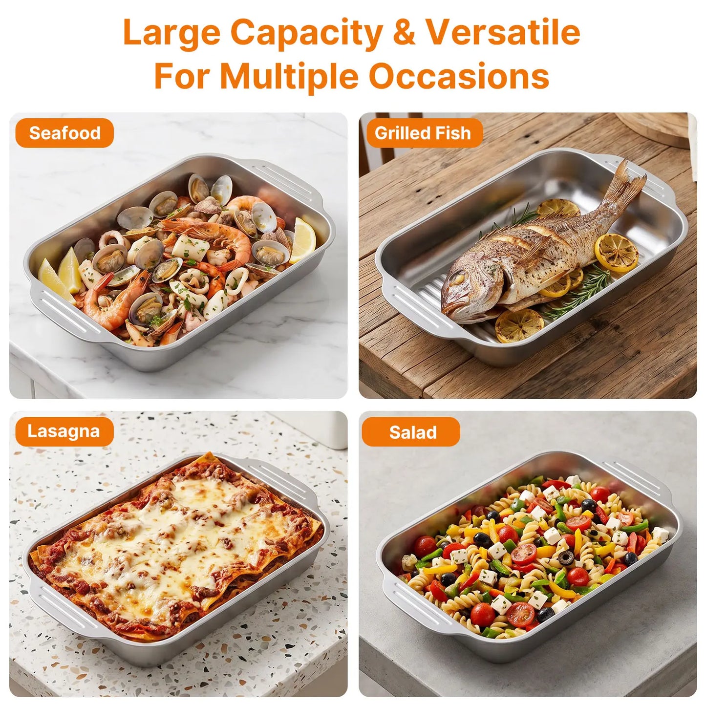 LOVEWE 3/2-Pack Stainless Steel Baking Trays with Wooden Shovel