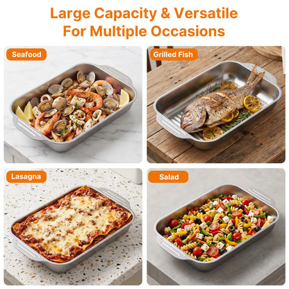 LOVEWE 3/2-Pack Stainless Steel Baking Trays with Wooden Shovel