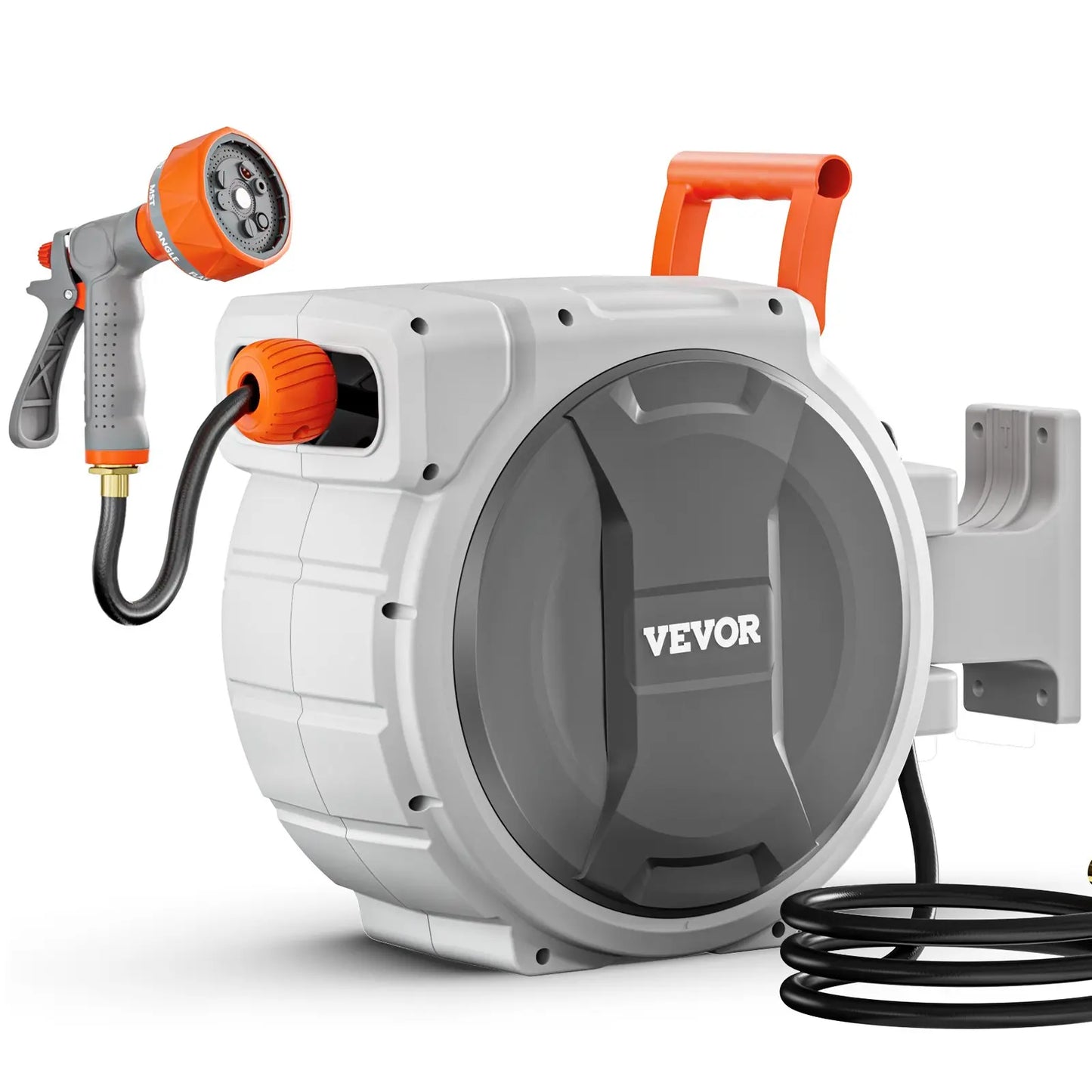 🎉Hot Sale 60% VEVOR Retractable Garden Hose Reel,5/8 Inch x 100 ft Wall MountedHeavy Duty with 9-Pattern NozzleAdjustable Length LockUpgraded Slow Return System & 180° Swivel Bracket, Retractable Water Hose, Durable Garden Hose,campingessentials