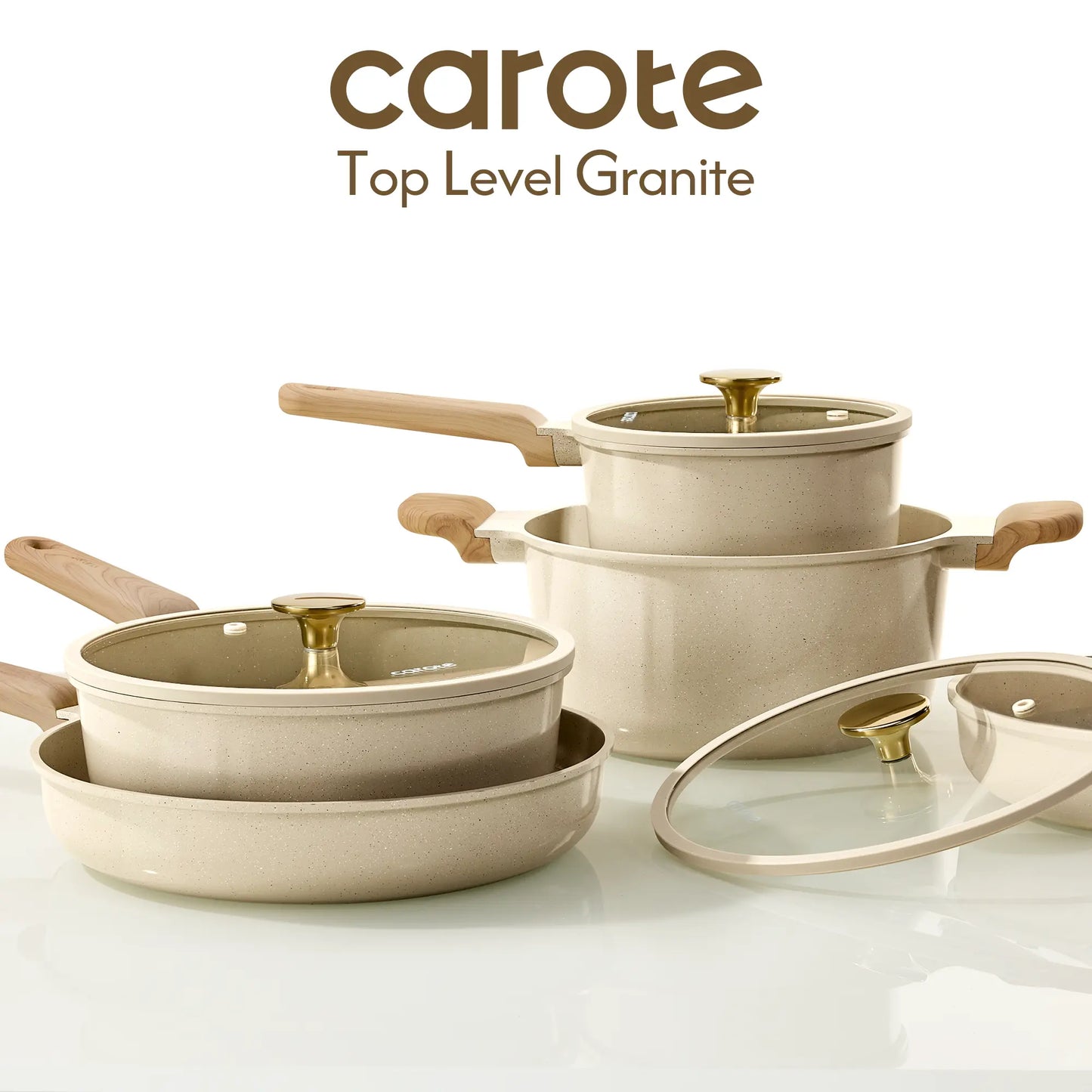 Carote Ceramic Cookware Set - Nonstick, PFAS Free, Dishwasher Safe