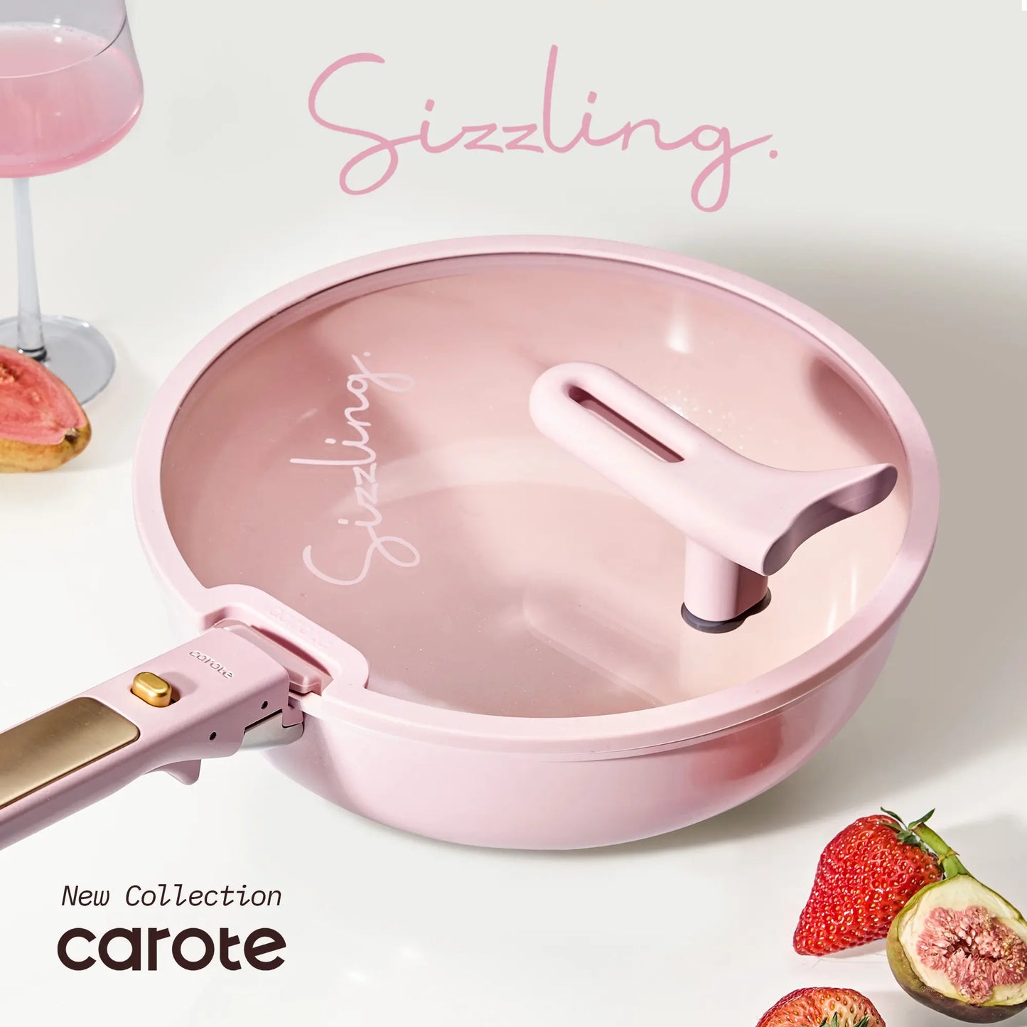 Carote Macaron Color 20-Piece Ceramic Cookware Set with Detachable Handles