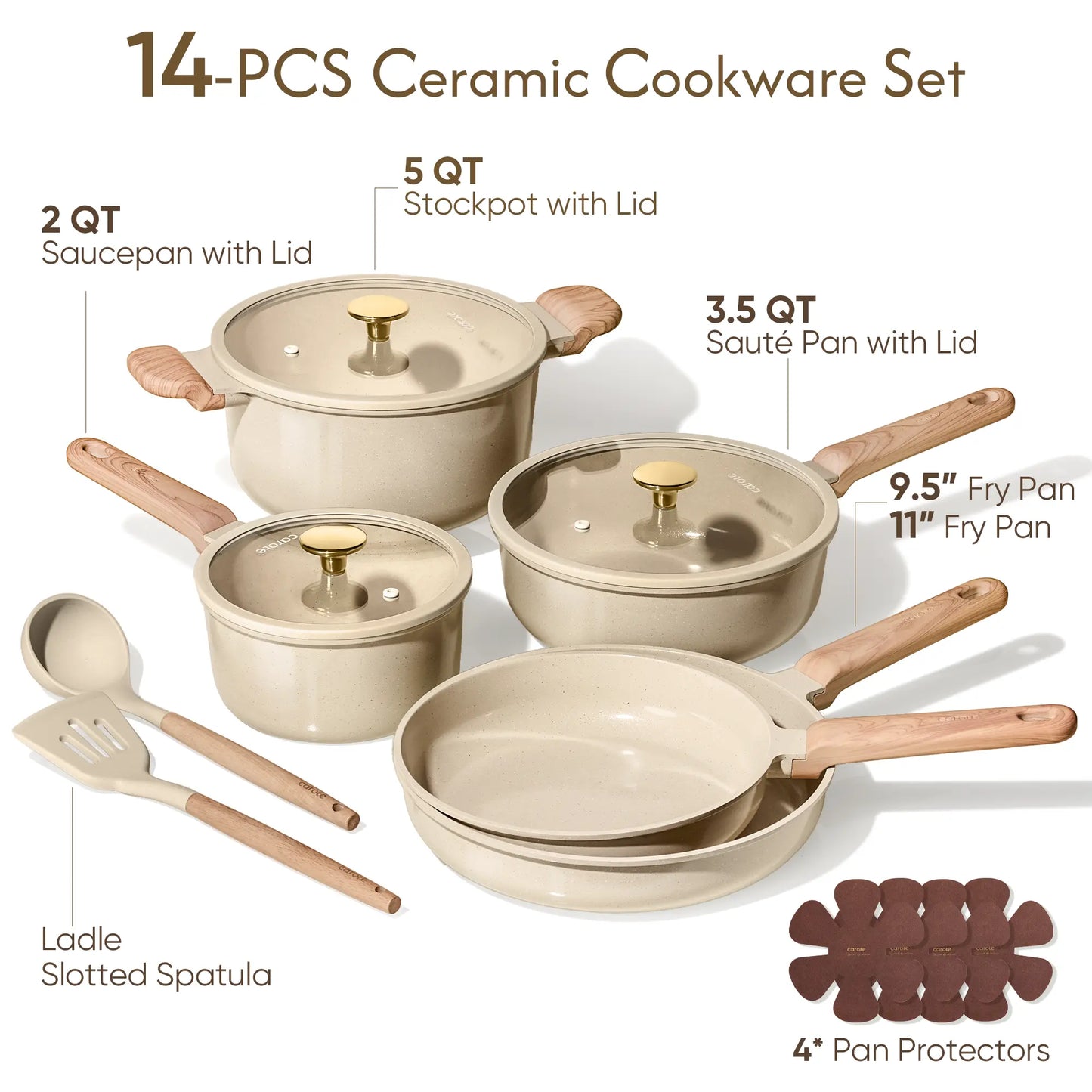 Carote Ceramic Cookware Set - Nonstick, PFAS Free, Dishwasher Safe