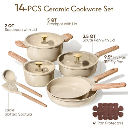 Carote Ceramic Cookware Set - Nonstick, PFAS Free, Dishwasher Safe