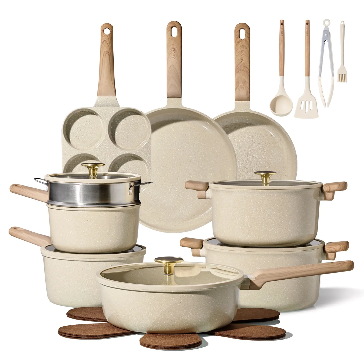 Carote Ceramic Cookware Set - Nonstick, PFAS Free, Dishwasher Safe
