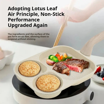 4-in-1 Non-Stick Breakfast Pan for Eggs & Burgers