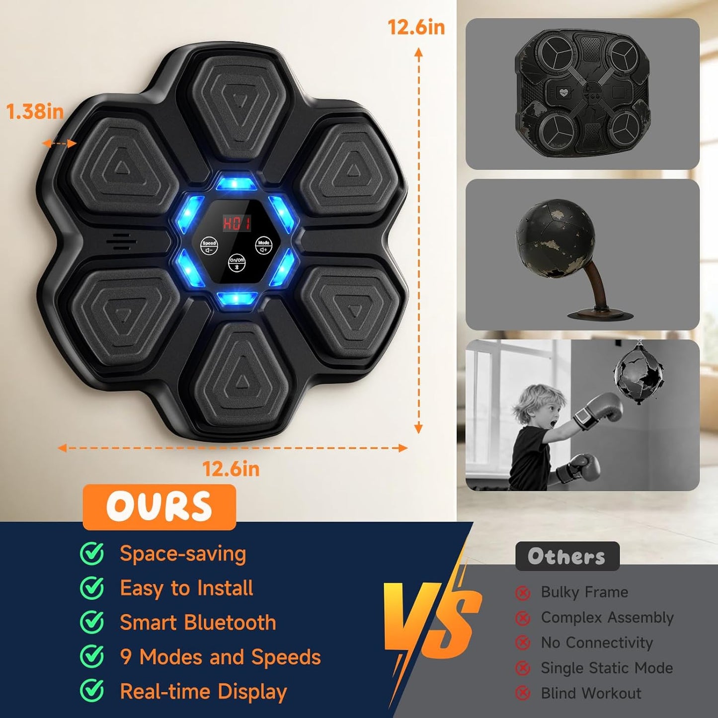 Smart Music Boxing Machine - Wall-Mounted Interactive Punching Trainer with Gloves 🥊🎶