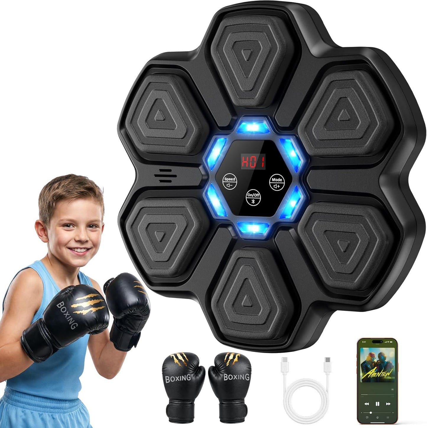 Smart Music Boxing Machine - Wall-Mounted Interactive Punching Trainer with Gloves 🥊🎶