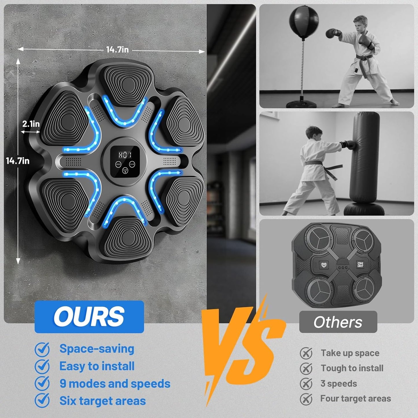 Smart Music Boxing Machine - Wall-Mounted Interactive Punching Trainer with Gloves 🥊🎶