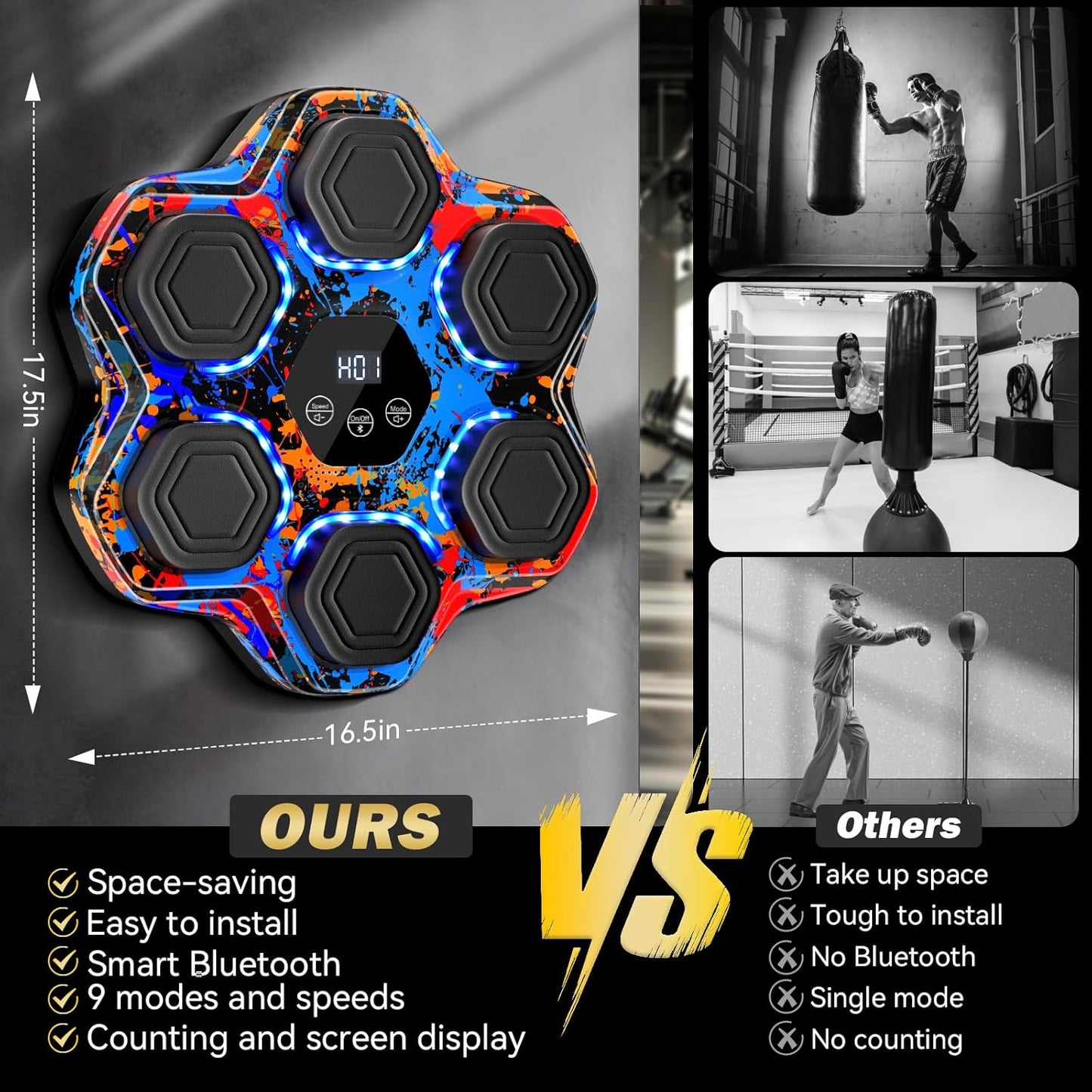 Smart Music Boxing Machine - Wall-Mounted Interactive Punching Trainer with Gloves 🥊🎶