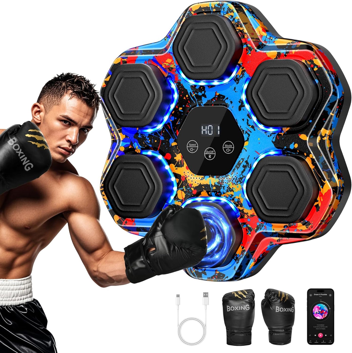 Smart Music Boxing Machine - Wall-Mounted Interactive Punching Trainer with Gloves 🥊🎶