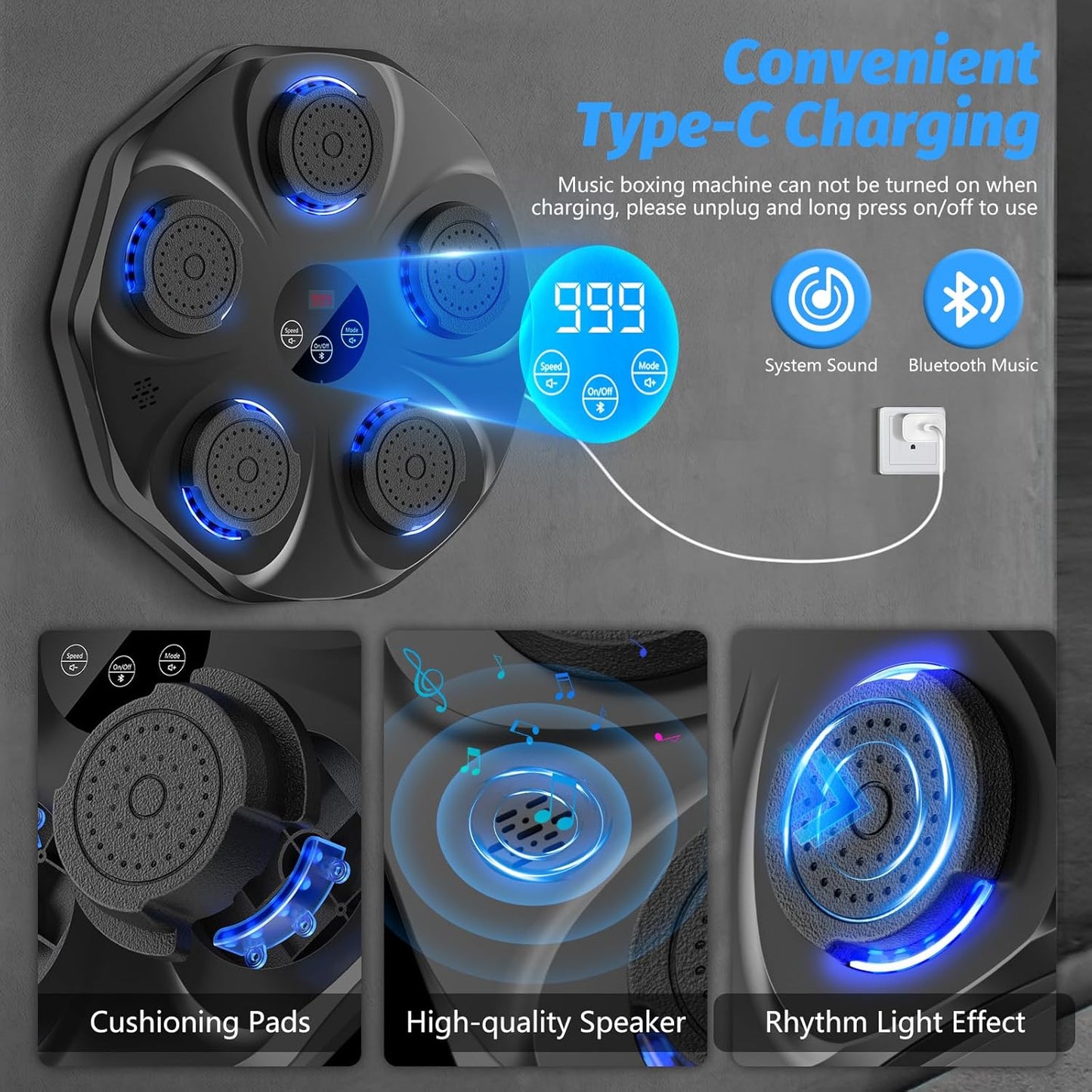 Smart Music Boxing Machine - Wall-Mounted Interactive Punching Trainer with Gloves 🥊🎶