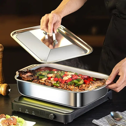 LOVEWE 3/2-Pack Stainless Steel Baking Trays with Wooden Shovel