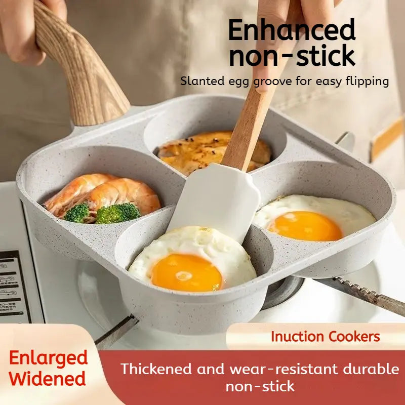 4-in-1 Non-Stick Breakfast Pan for Eggs & Burgers