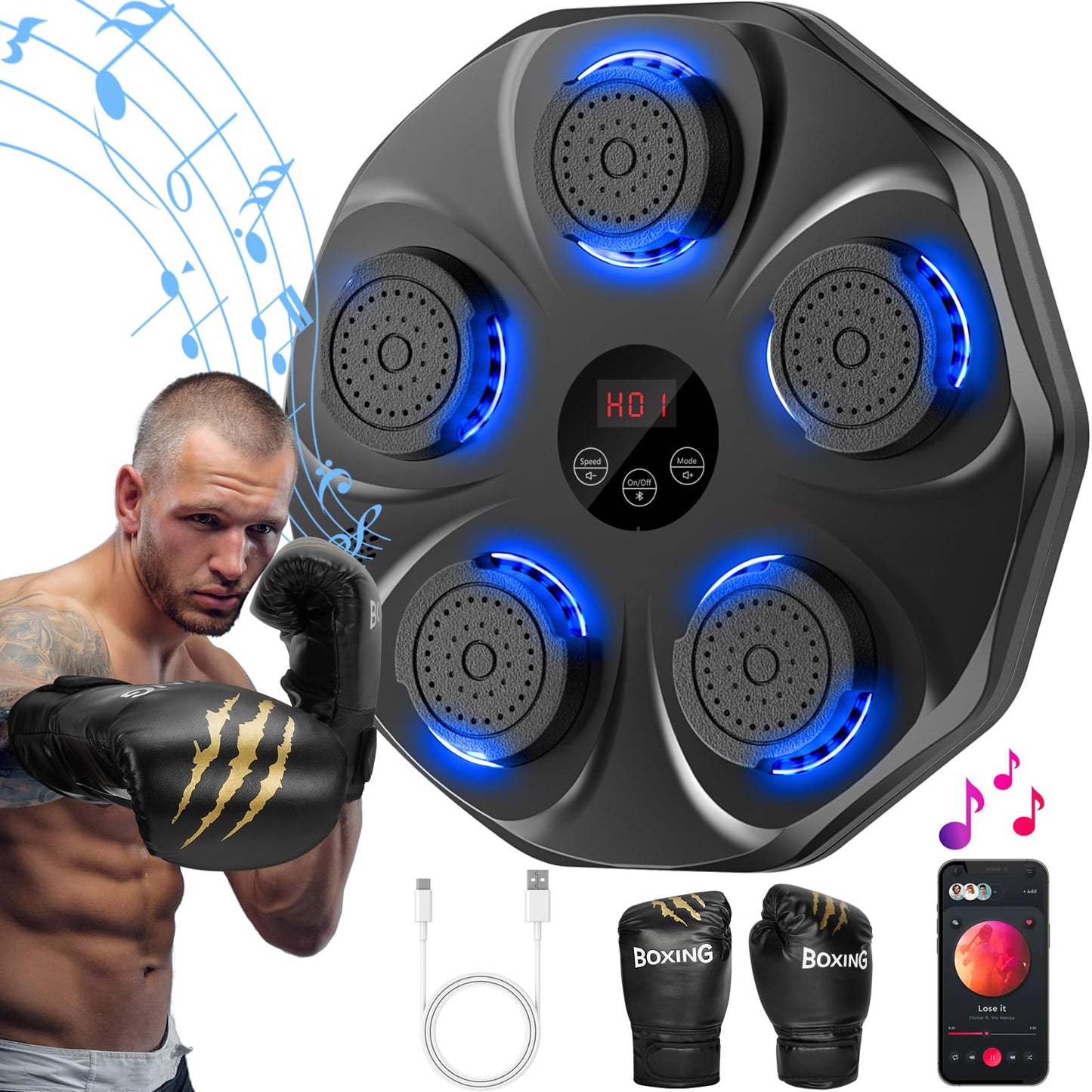 Smart Music Boxing Machine - Wall-Mounted Interactive Punching Trainer with Gloves 🥊🎶