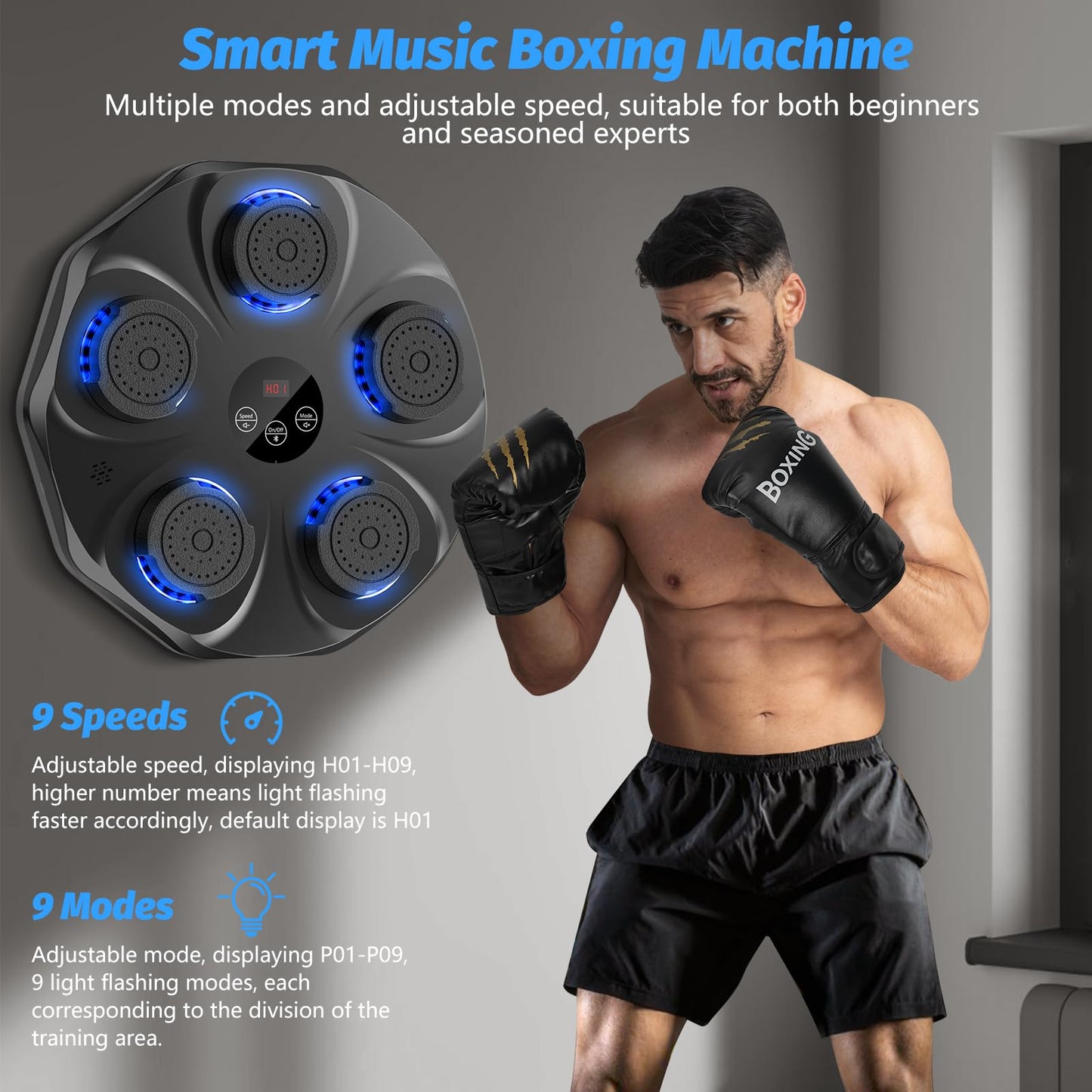 Smart Music Boxing Machine - Wall-Mounted Interactive Punching Trainer with Gloves 🥊🎶