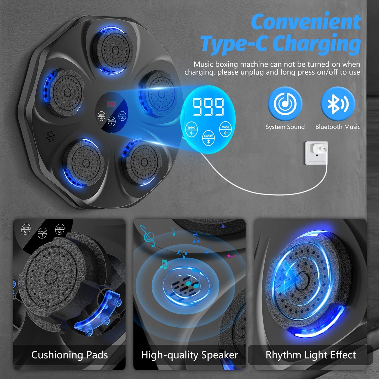 Smart Music Boxing Machine - Wall-Mounted Interactive Punching Trainer with Gloves 🥊🎶