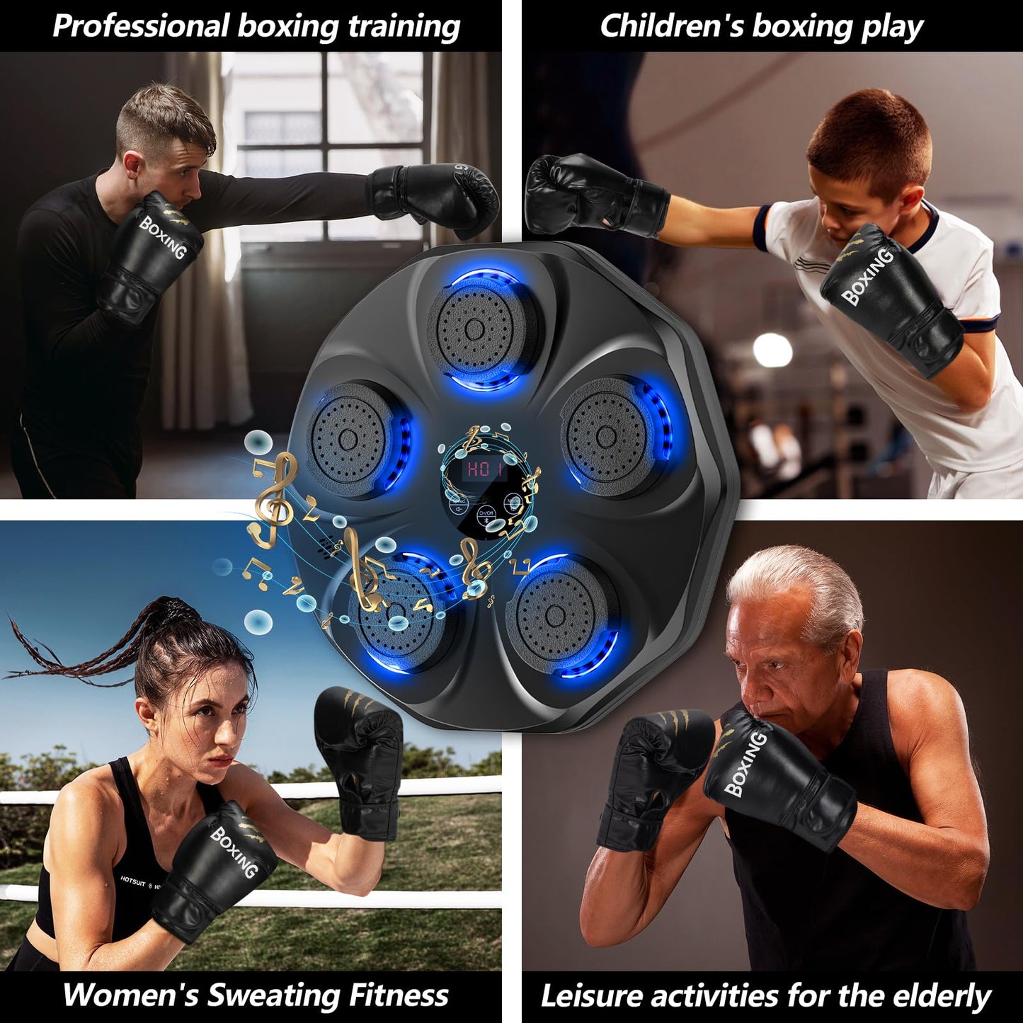 Smart Music Boxing Machine - Wall-Mounted Interactive Punching Trainer with Gloves 🥊🎶