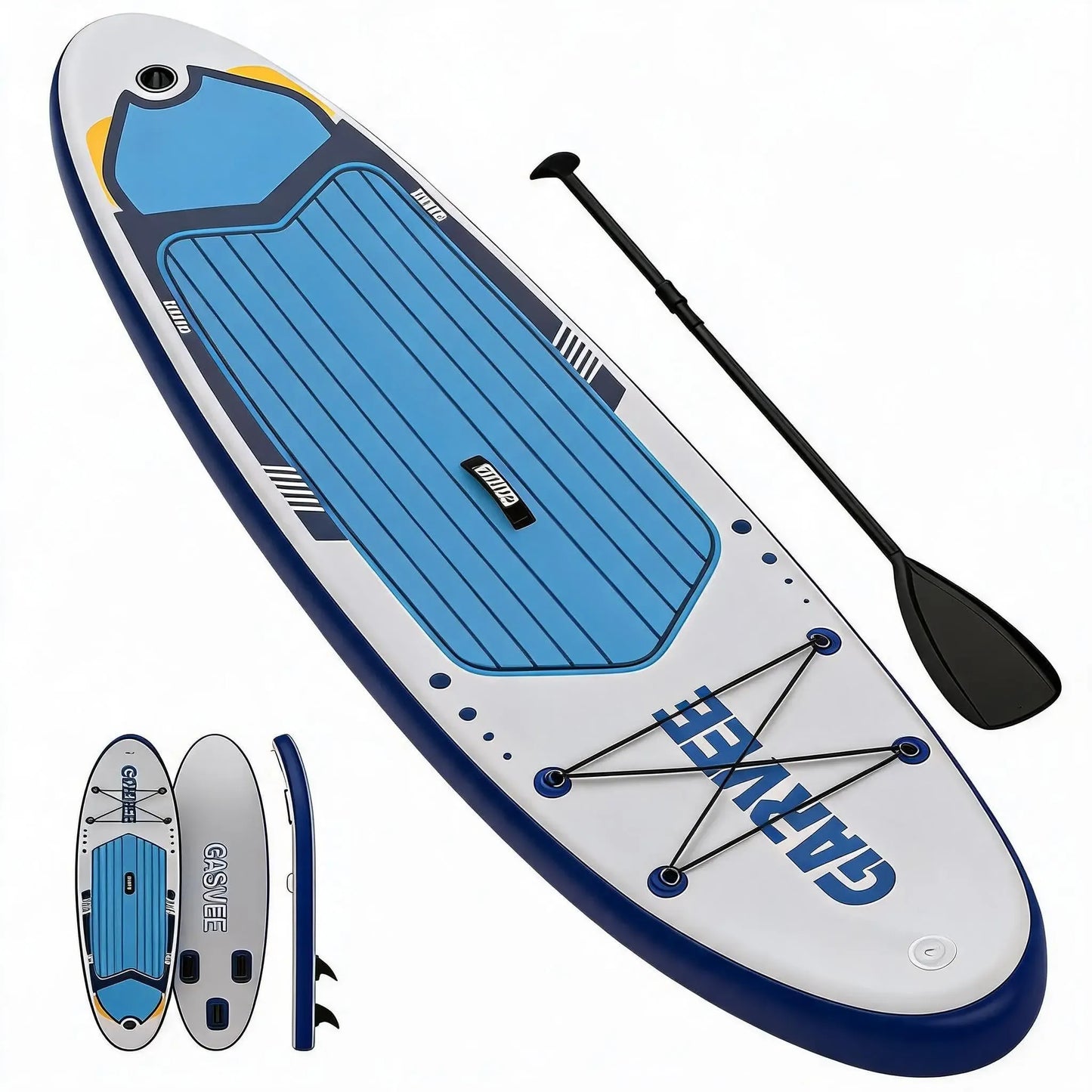Extra Wide Inflatable Stand-Up Paddleboarding Paddle Board - 10'6" x 32" x 6" - Non-Slip Stable Deck - 450 lbs Capacity - Deluxe Paddleboarding Accessories, Backpack, Paddle, Air Pump, Camera Mount - Ideal for Yoga, Fishing, Surfing, Beginners