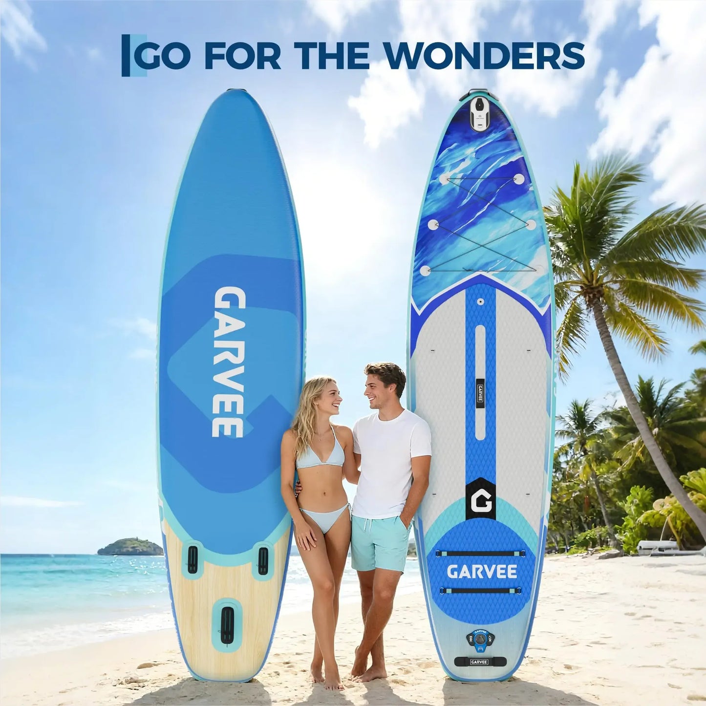 Extra Wide Inflatable Stand-Up Paddleboarding Paddle Board - 10'6" x 32" x 6" - Non-Slip Stable Deck - 450 lbs Capacity - Deluxe Paddleboarding Accessories, Backpack, Paddle, Air Pump, Camera Mount - Ideal for Yoga, Fishing, Surfing, Beginners
